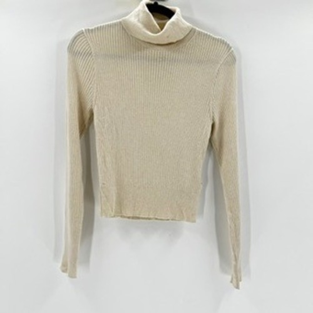 J. Crew Ribbed Turtleneck Sweater Long Sleeve Beigeβ Size M